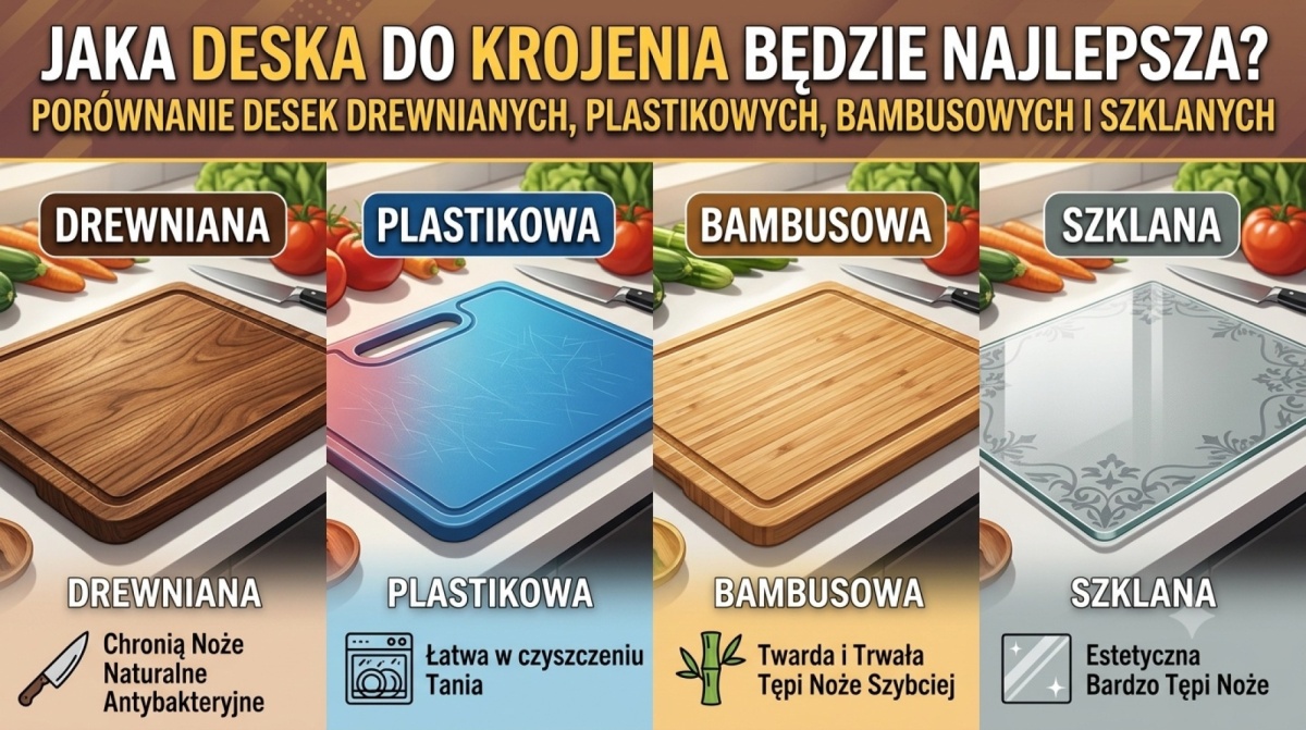 Jaka deska do krojenia będzie najlepsza? Porównanie desek drewnianych, plastikowych, bambusowych i szklanych
